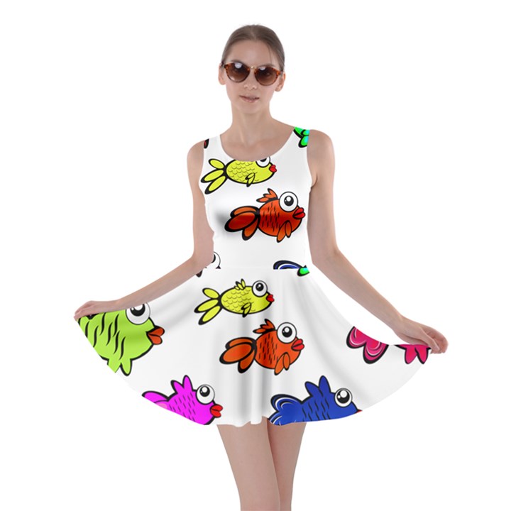 Fishes Marine Life Swimming Water Skater Dress