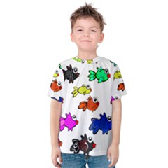 Fishes Marine Life Swimming Water Kids  Cotton Tee