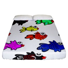 Fishes Marine Life Swimming Water Fitted Sheet (queen Size)