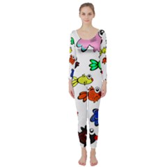 Fishes Marine Life Swimming Water Long Sleeve Catsuit