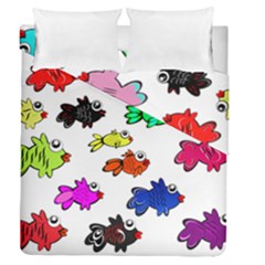 Fishes Marine Life Swimming Water Duvet Cover Double Side (queen Size)