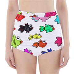 Fishes Marine Life Swimming Water High-waisted Bikini Bottoms by Simbadda