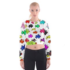 Fishes Marine Life Swimming Water Women s Cropped Sweatshirt