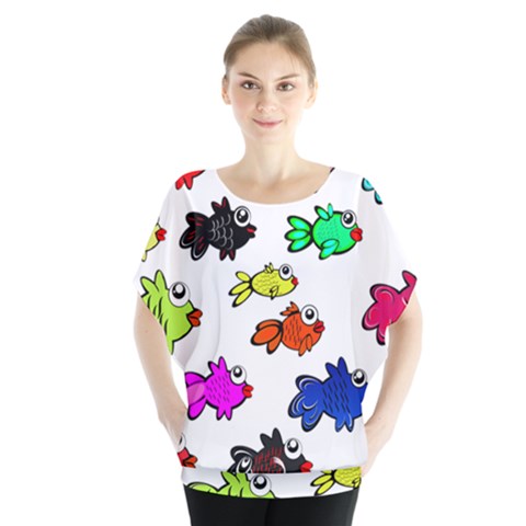 Fishes Marine Life Swimming Water Blouse by Simbadda