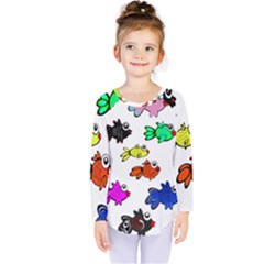 Fishes Marine Life Swimming Water Kids  Long Sleeve Tee