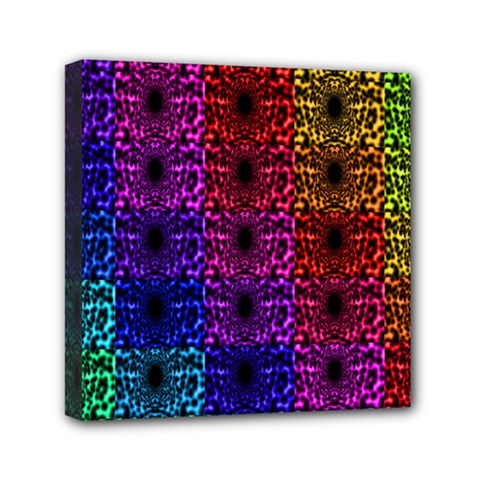 Rainbow Grid Form Abstract Mini Canvas 6  X 6 