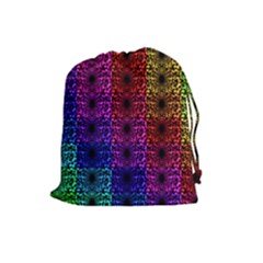 Rainbow Grid Form Abstract Drawstring Pouches (large)  by Simbadda