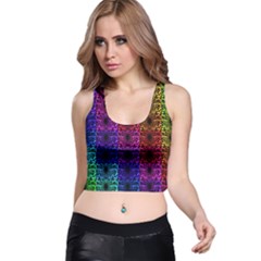 Rainbow Grid Form Abstract Racer Back Crop Top