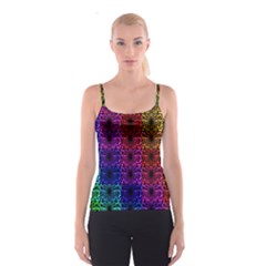 Rainbow Grid Form Abstract Spaghetti Strap Top by Simbadda