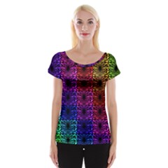 Rainbow Grid Form Abstract Women s Cap Sleeve Top by Simbadda