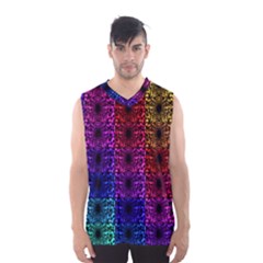 Rainbow Grid Form Abstract Men s Basketball Tank Top