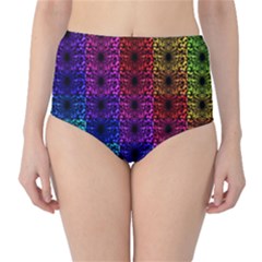 Rainbow Grid Form Abstract High-waist Bikini Bottoms