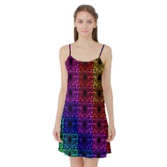 Rainbow Grid Form Abstract Satin Night Slip