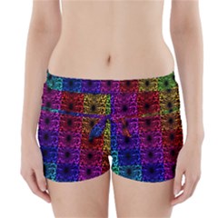 Rainbow Grid Form Abstract Boyleg Bikini Wrap Bottoms by Simbadda