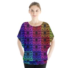 Rainbow Grid Form Abstract Blouse