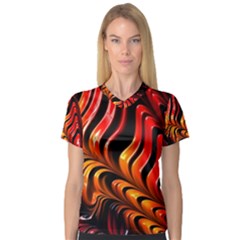 Fractal Mathematics Abstract Women s V-neck Sport Mesh Tee