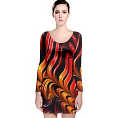 Fractal Mathematics Abstract Long Sleeve Velvet Bodycon Dress