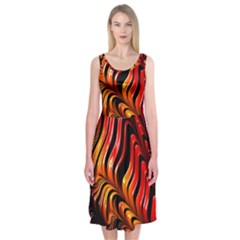 Fractal Mathematics Abstract Midi Sleeveless Dress