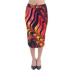 Fractal Mathematics Abstract Velvet Midi Pencil Skirt