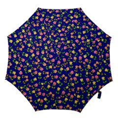 Flowers Roses Floral Flowery Blue Background Hook Handle Umbrellas (small)