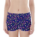 Flowers Roses Floral Flowery Blue Background Boyleg Bikini Wrap Bottoms View1