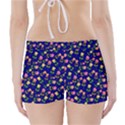 Flowers Roses Floral Flowery Blue Background Boyleg Bikini Wrap Bottoms View2