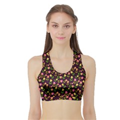 Flowers Roses Floral Flowery Sports Bra With Border by Simbadda