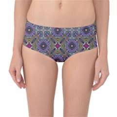 Vintage Abstract Unique Original Mid-waist Bikini Bottoms