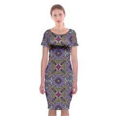 Vintage Abstract Unique Original Classic Short Sleeve Midi Dress