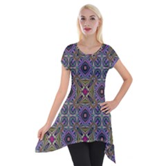 Vintage Abstract Unique Original Short Sleeve Side Drop Tunic