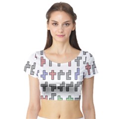 Hexominos Short Sleeve Crop Top (tight Fit)