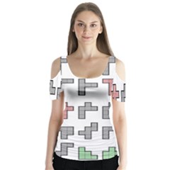 Hexominos Butterfly Sleeve Cutout Tee 