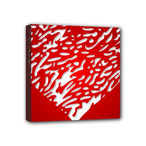 Heart Design Love Red Mini Canvas 4  X 4 