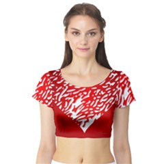 Heart Design Love Red Short Sleeve Crop Top (tight Fit)