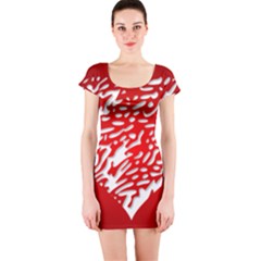 Heart Design Love Red Short Sleeve Bodycon Dress by Simbadda