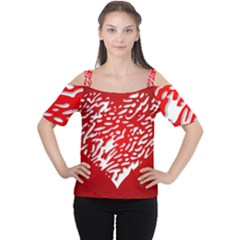 Heart Design Love Red Women s Cutout Shoulder Tee