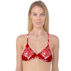 Heart Design Love Red Reversible Tri Bikini Top