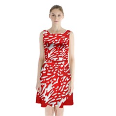 Heart Design Love Red Sleeveless Chiffon Waist Tie Dress