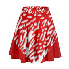 Heart Design Love Red High Waist Skirt