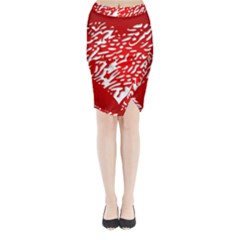 Heart Design Love Red Midi Wrap Pencil Skirt by Simbadda