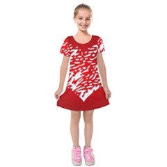 Heart Design Love Red Kids  Short Sleeve Velvet Dress by Simbadda