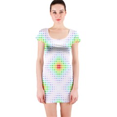 Color Square Short Sleeve Bodycon Dress