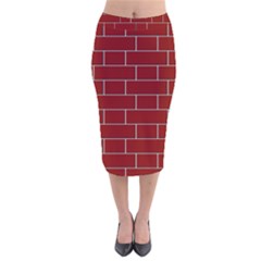 Flemish Bond Velvet Midi Pencil Skirt