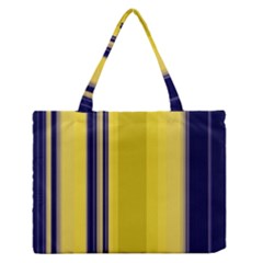 Yellow Blue Background Stripes Medium Zipper Tote Bag