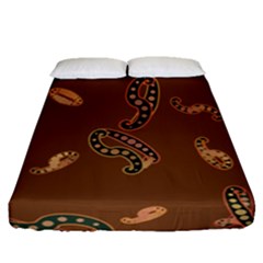 Brown Forms Fitted Sheet (queen Size) by Simbadda