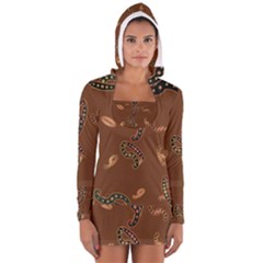 Brown Forms Women s Long Sleeve Hooded T-shirt