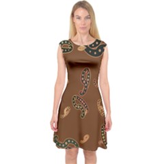 Brown Forms Capsleeve Midi Dress