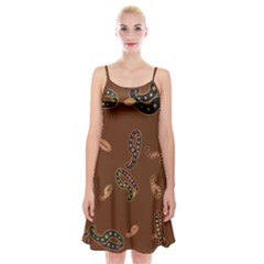 Brown Forms Spaghetti Strap Velvet Dress