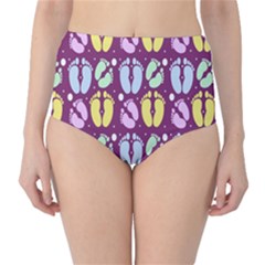 Baby Feet Patterned Backing Paper Pattern High-waist Bikini Bottoms