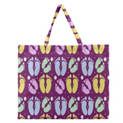 Baby Feet Patterned Backing Paper Pattern Zipper Large Tote Bag